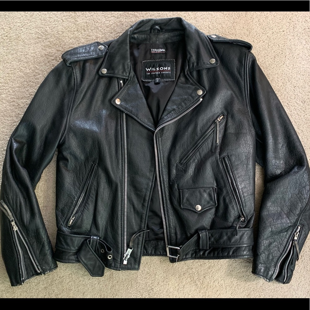 Black Wilson’s leather men’s motorcycle jacket